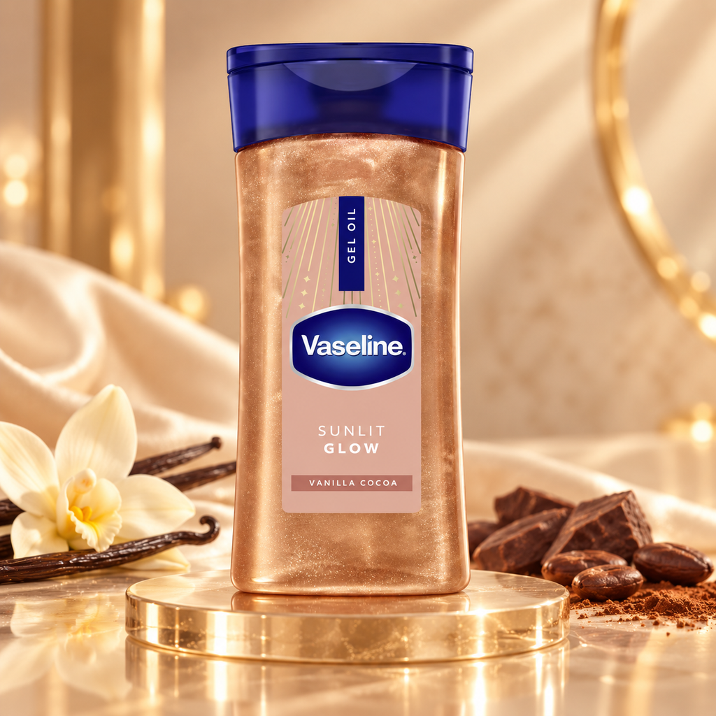 Vaseline Glazed & Glisten Vanilla Cocoa Shimmering Gel Body Oil